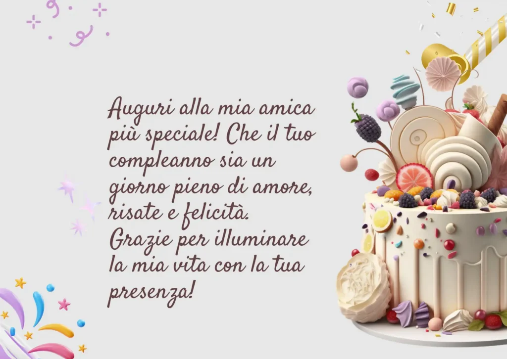 Auguri di compleanno per amica femmina