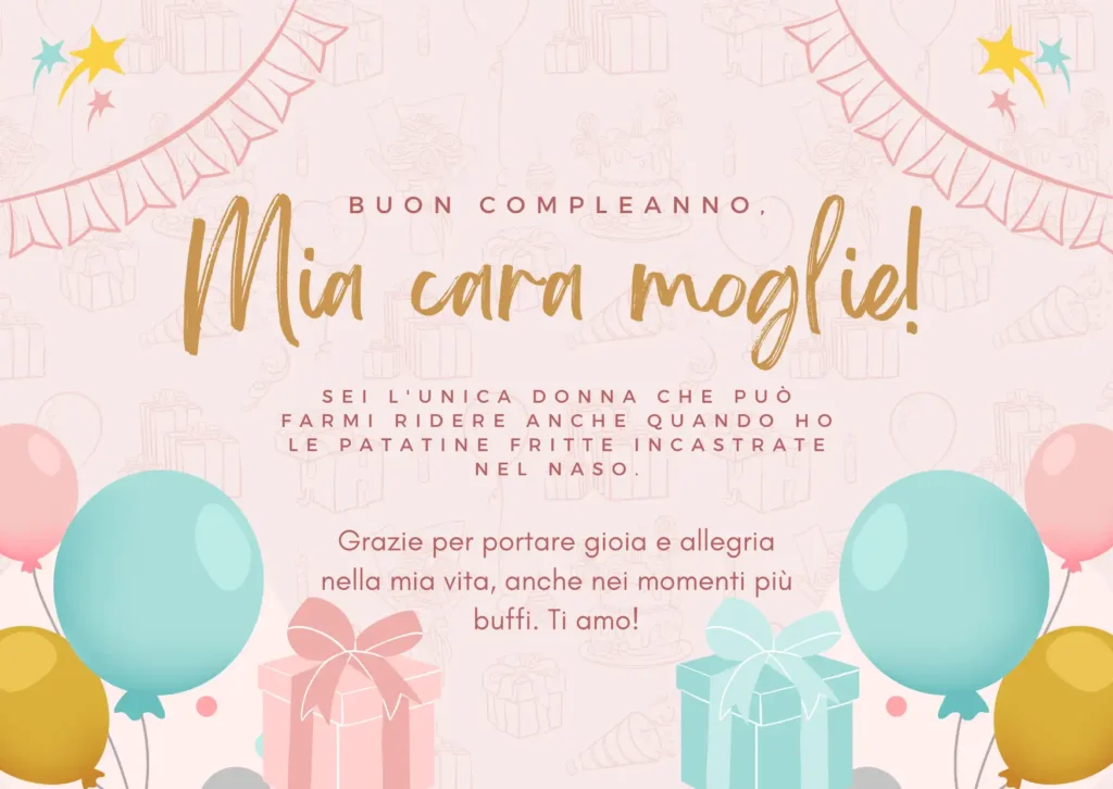 Divertenti Auguri di buon compleanno per la Moglie