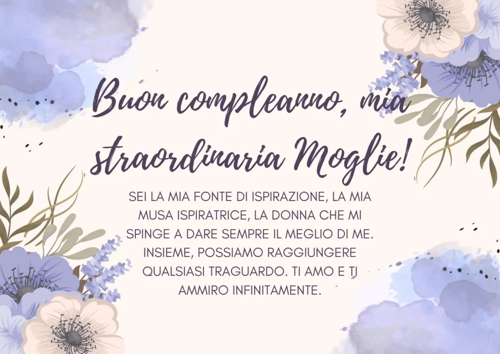 Motivazionali Auguri di buon compleanno per la Moglie