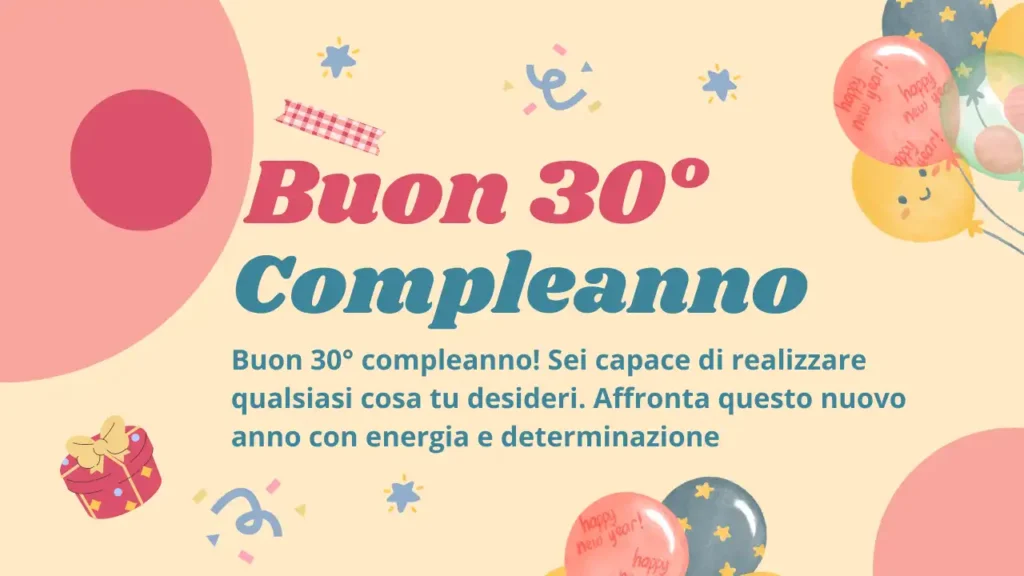 Buon 30° compleanno - Auguri motivazionali